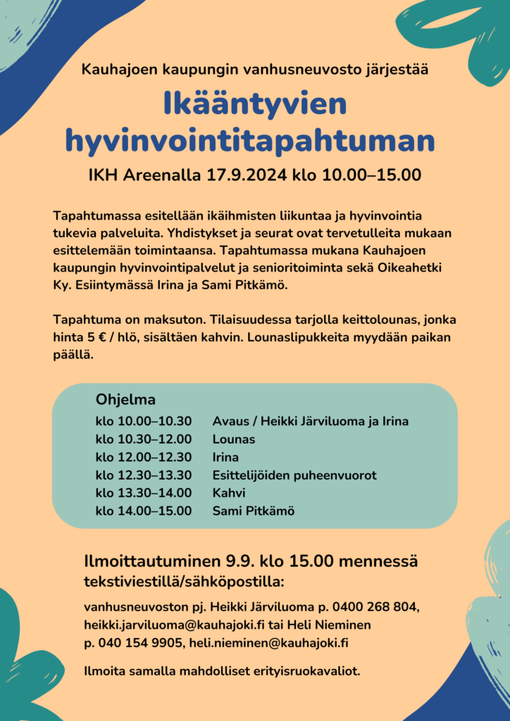 Ikääntyvien hyvinvointitapahtuman mainosflyer